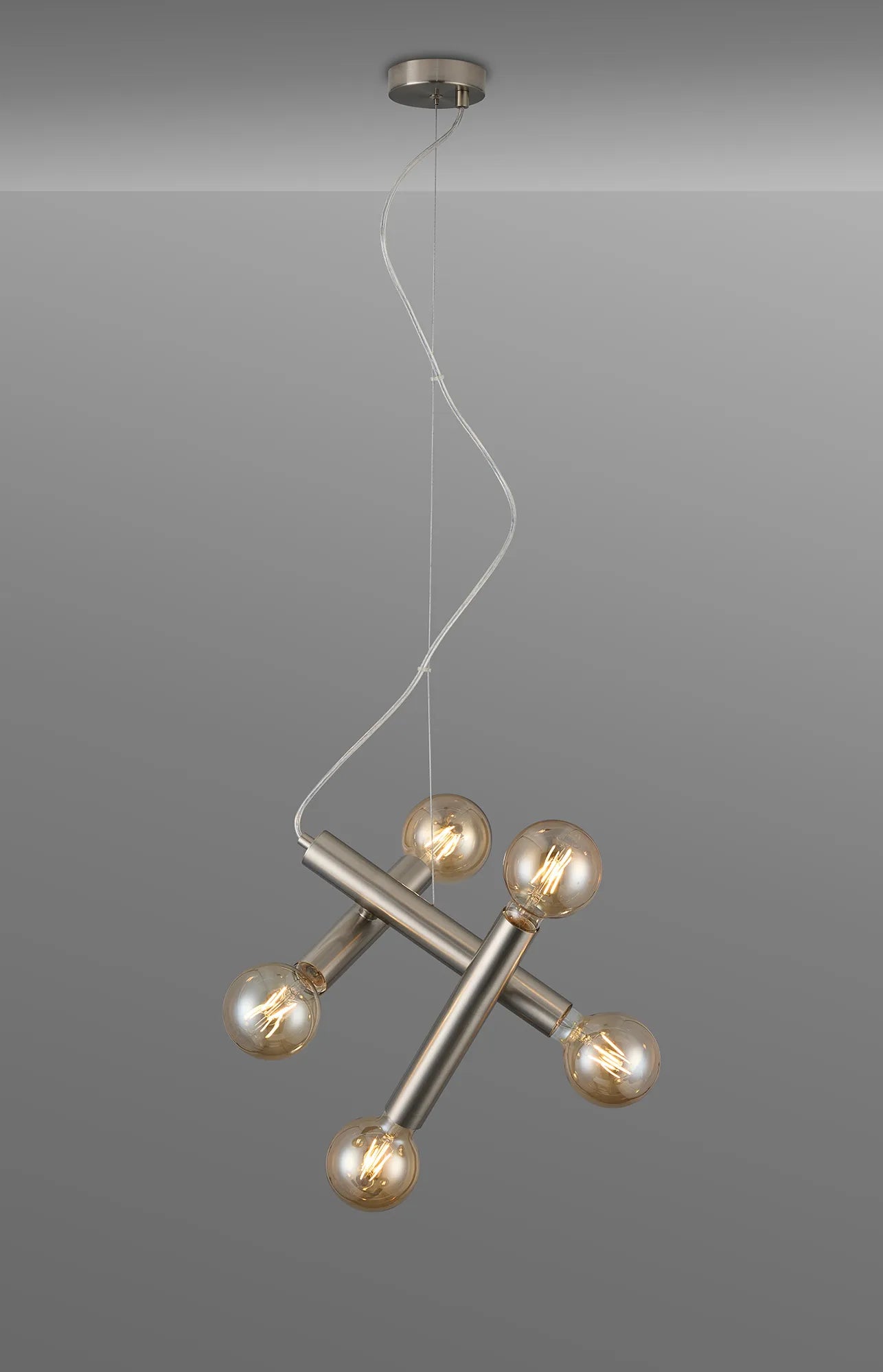 Taverley  3 Arm 5 Light Angled Pendant E27- Black/ Gold/ Nickel Finishes