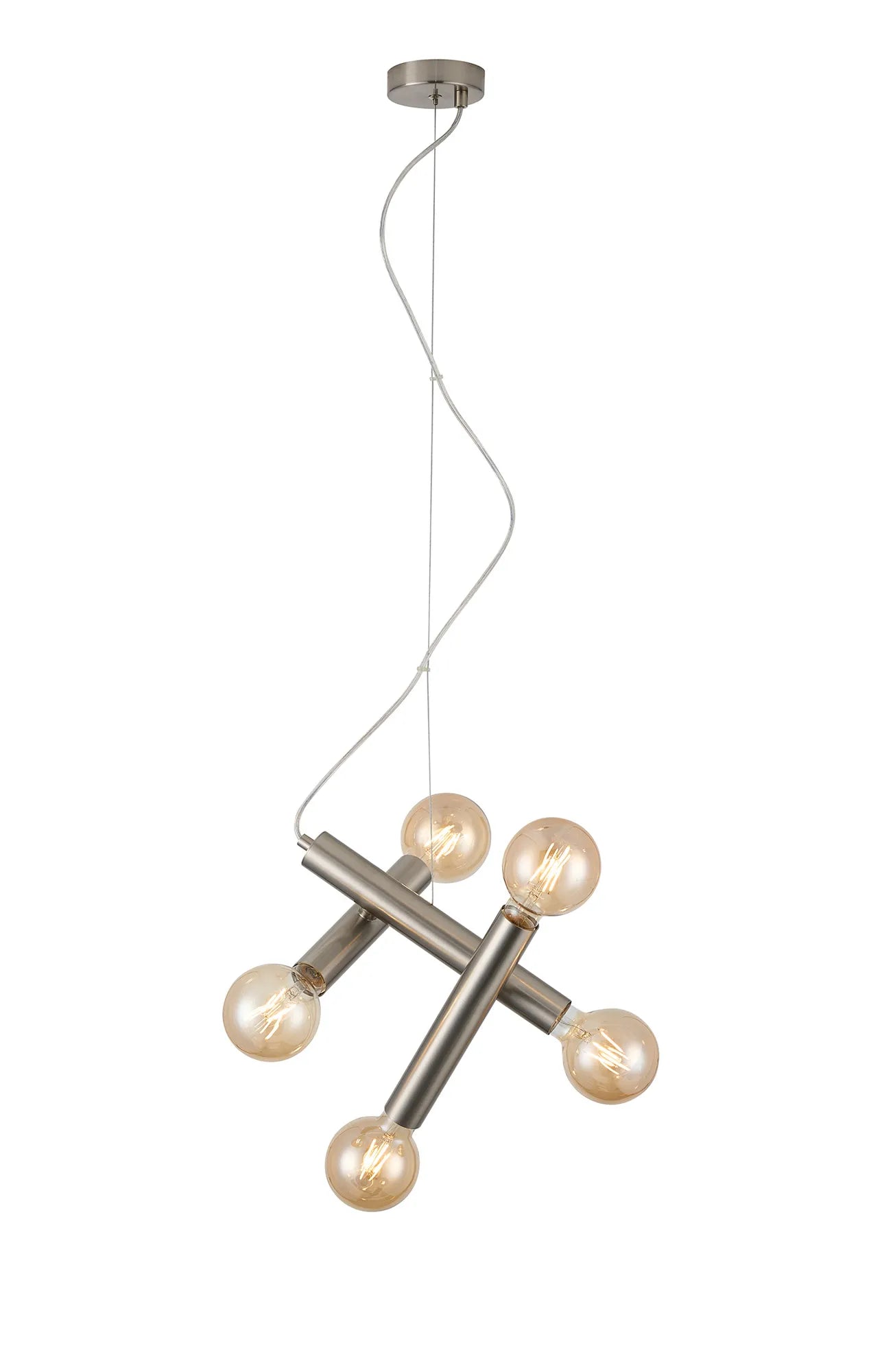 Taverley  3 Arm 5 Light Angled Pendant E27- Black/ Gold/ Nickel Finishes