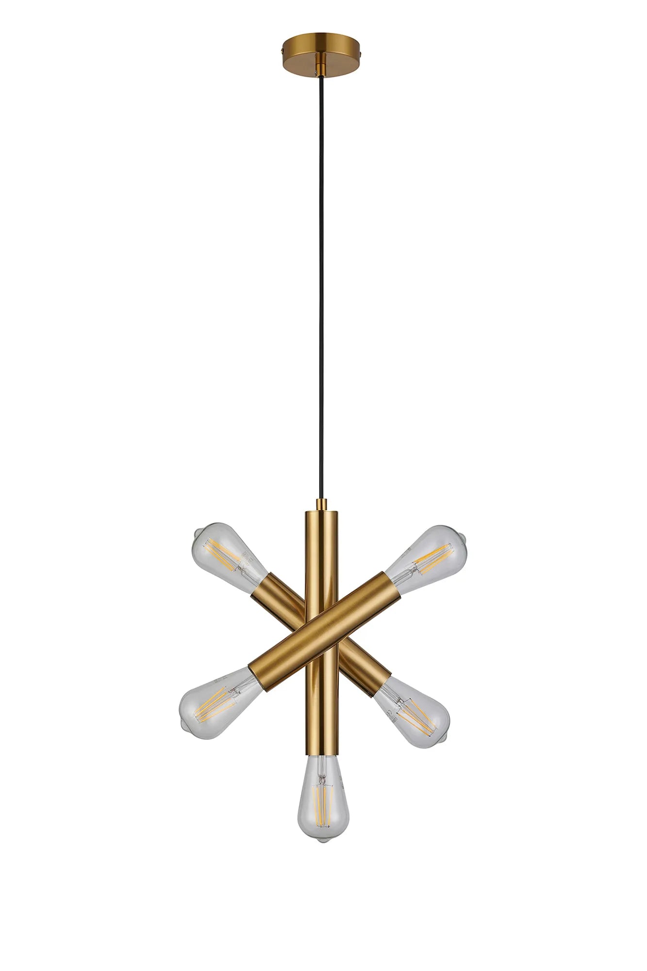 Taverley  3 Arm 5 Light Vertical Adjustable Pendant E27- Gold/ Nickel/ Black Finishes