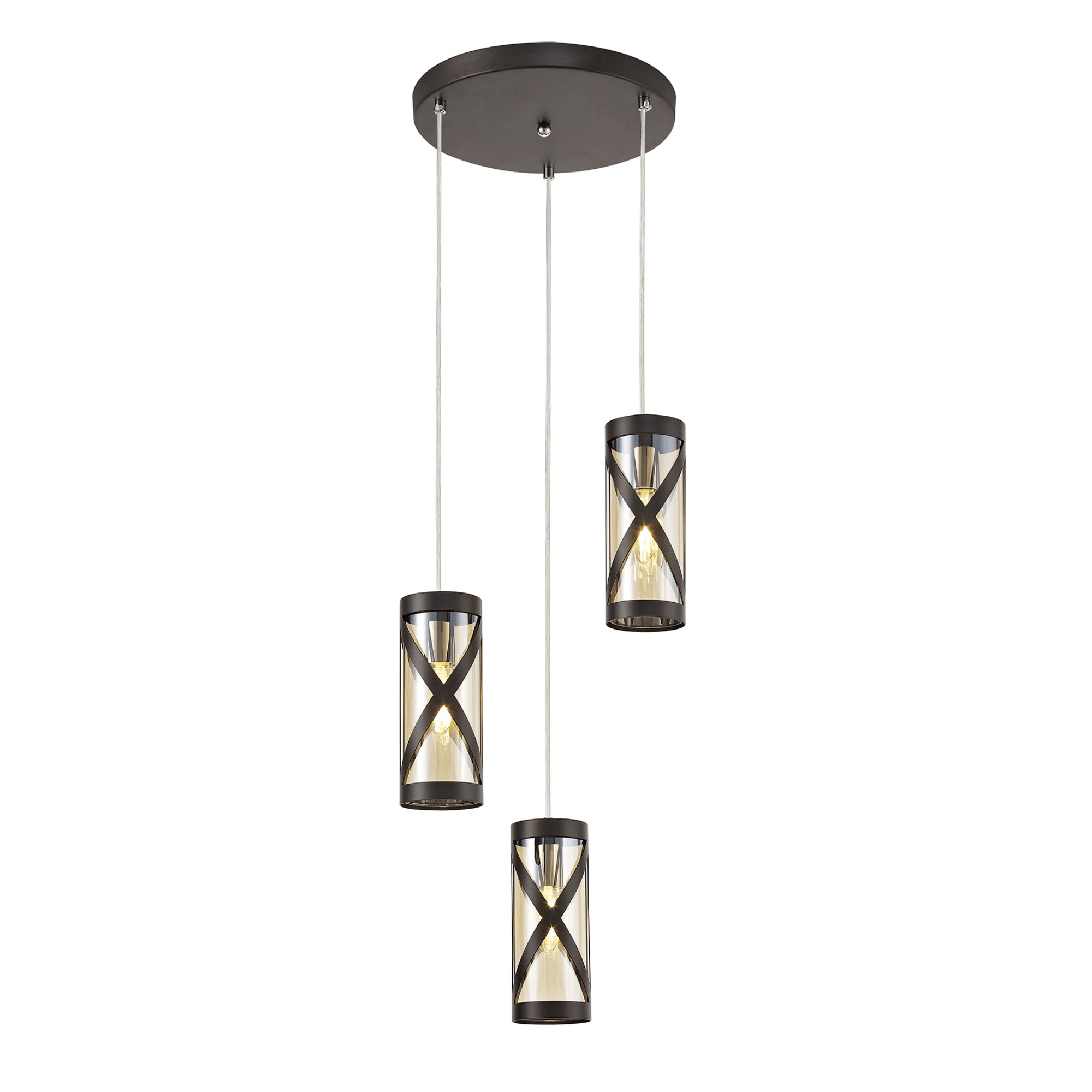 Deanna 3 Lt Oiled Bronze/Polished Chrome/Amber - Cusack Lighting