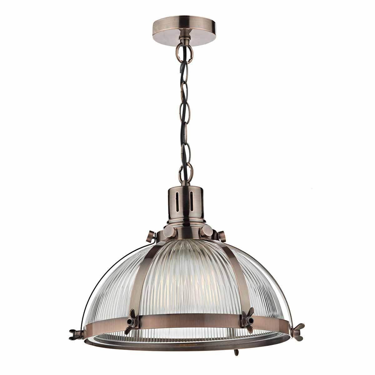 Dar Debut 1 Light Pendant Brushed Antique Copper - Cusack Lighting
