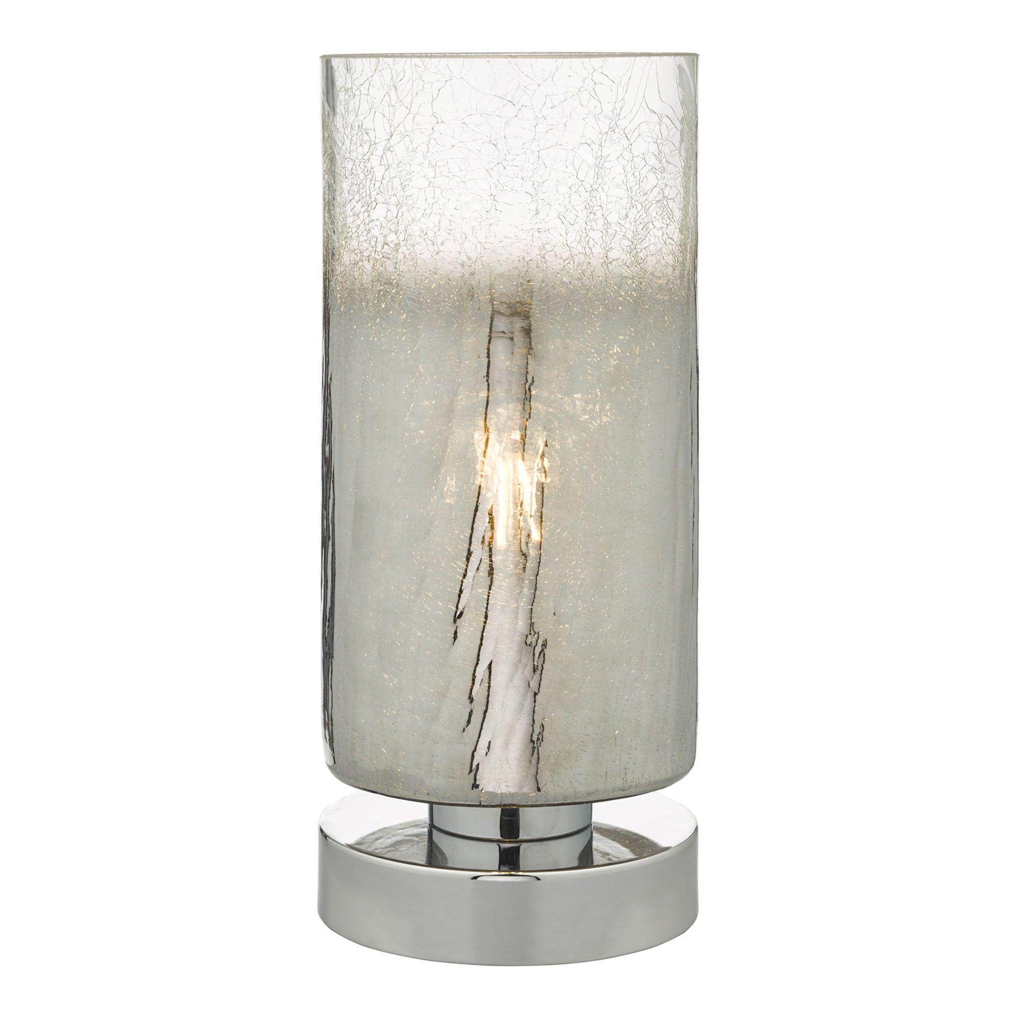 Dar Deena Table Lamp Crackle Glass and Polished Chrome Touch - Cusack Lighting
