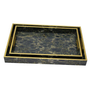 Deep Blue Serving Tray Set of 2 - Deep Navy & Gold Finish