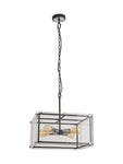 Delhi Centre Ceiling Light/Semi Flush Ceiling Light, 4 Light E27, Matt Black  &  Chrome  &  Clear Glass