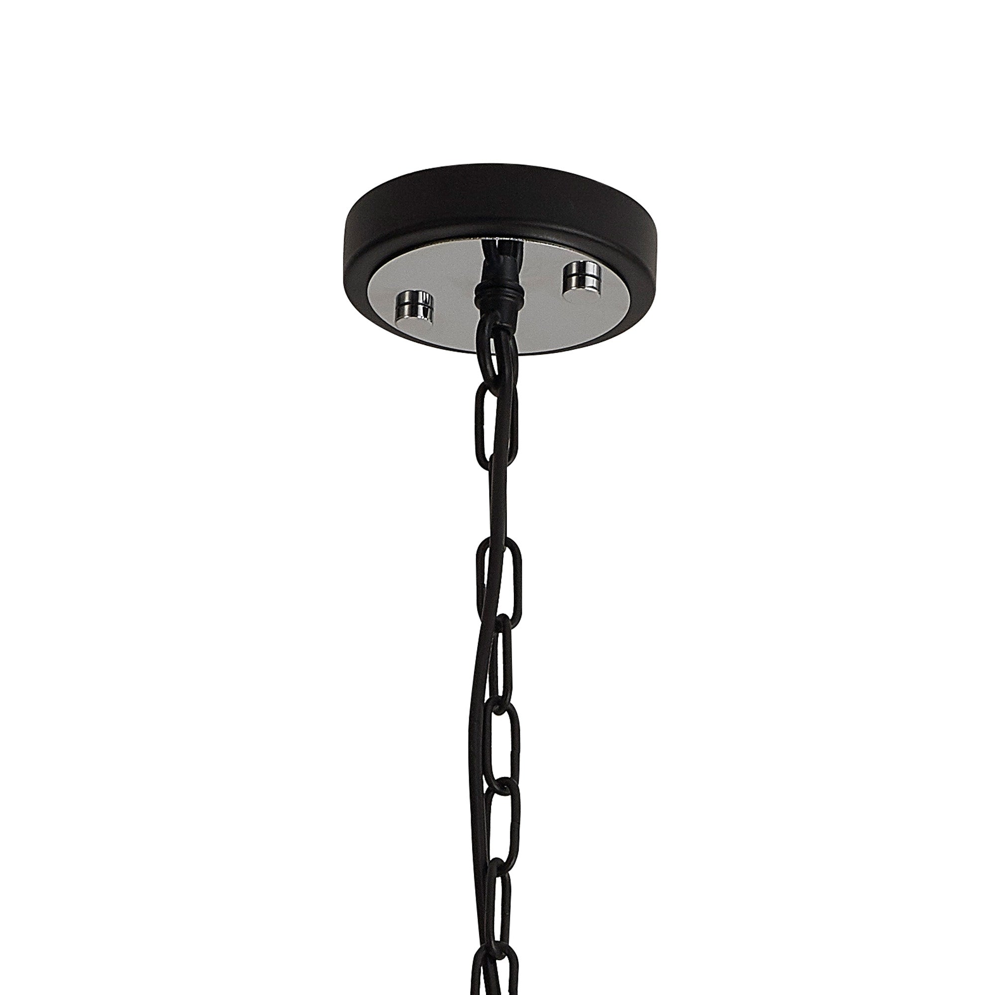 Delhi Pendant Light/Semi Flush Ceiling Light, 1 Light E27, Matt Black  &  Chrome  &  Clear Glass