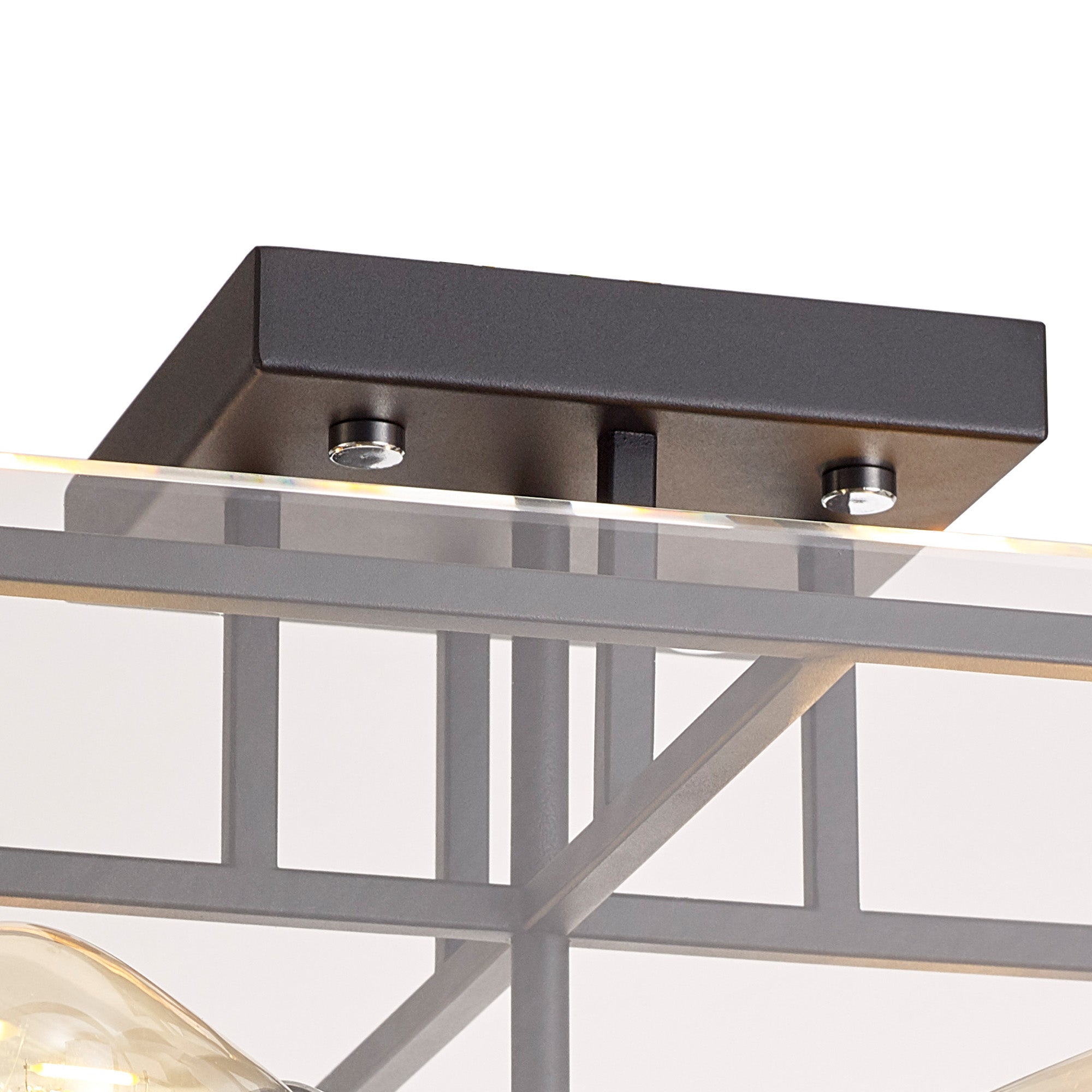 Delhi Semi Flush, 4 Light E27, Matt Black  &  Chrome  &  Clear Glass