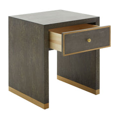 Deskey One Drawer Side Table - Shagreen & Grey - Cusack Lighting