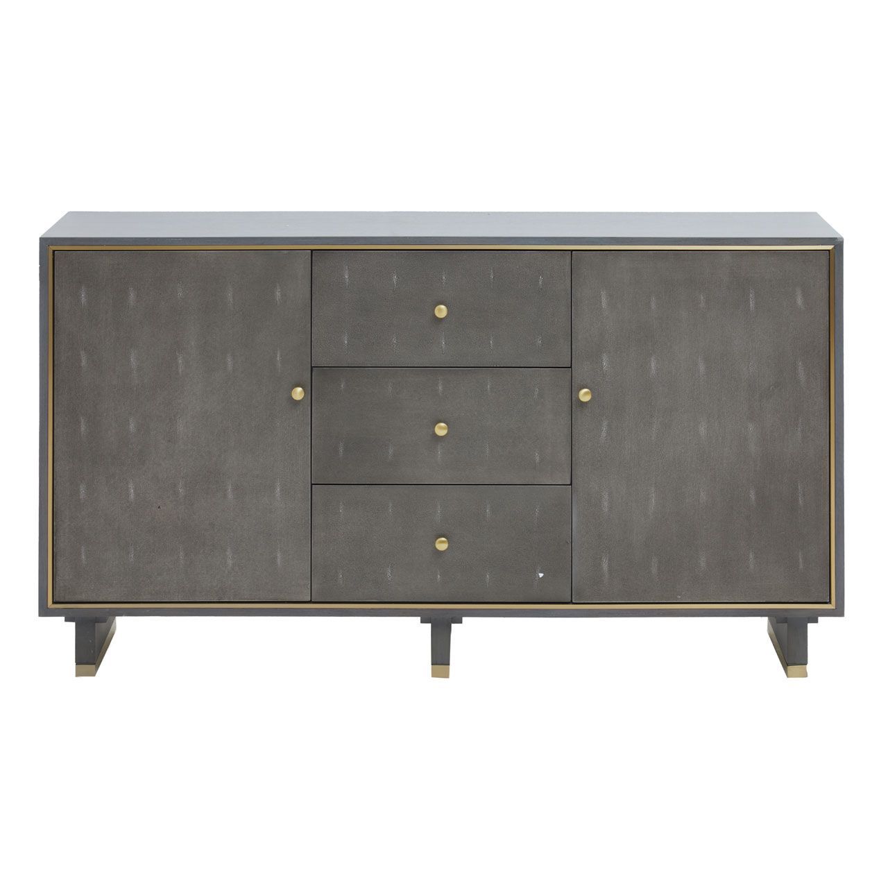 Deskey Three Drawer Sideboard - Grey - Cusack Lighting
