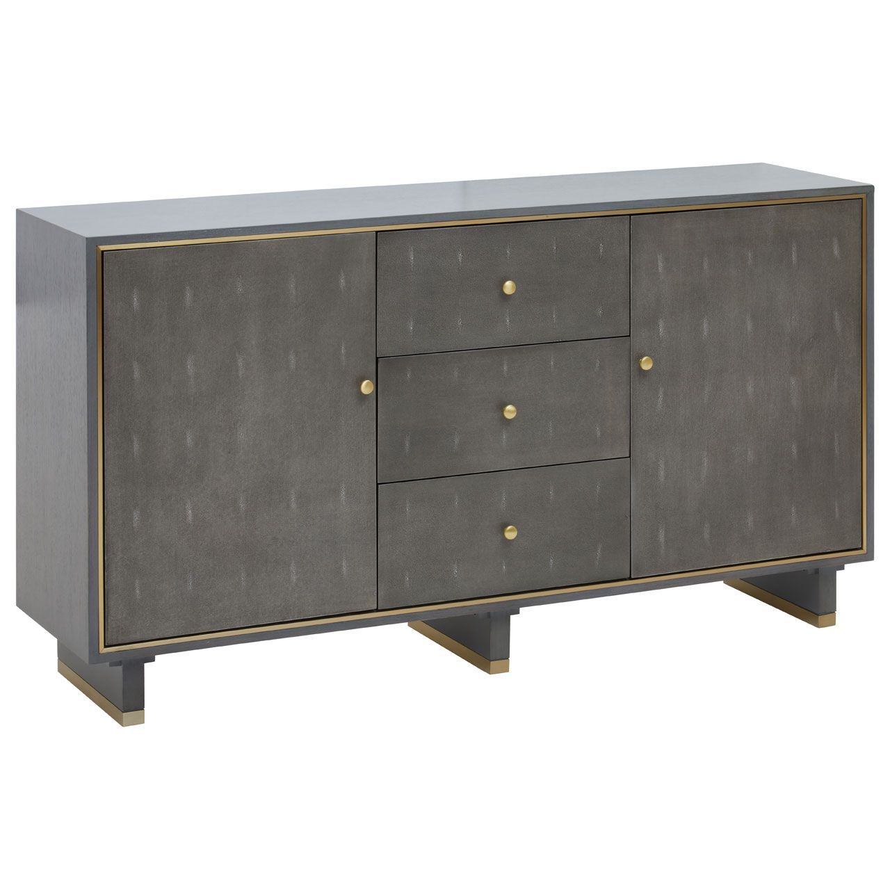Deskey Three Drawer Sideboard - Grey - Cusack Lighting