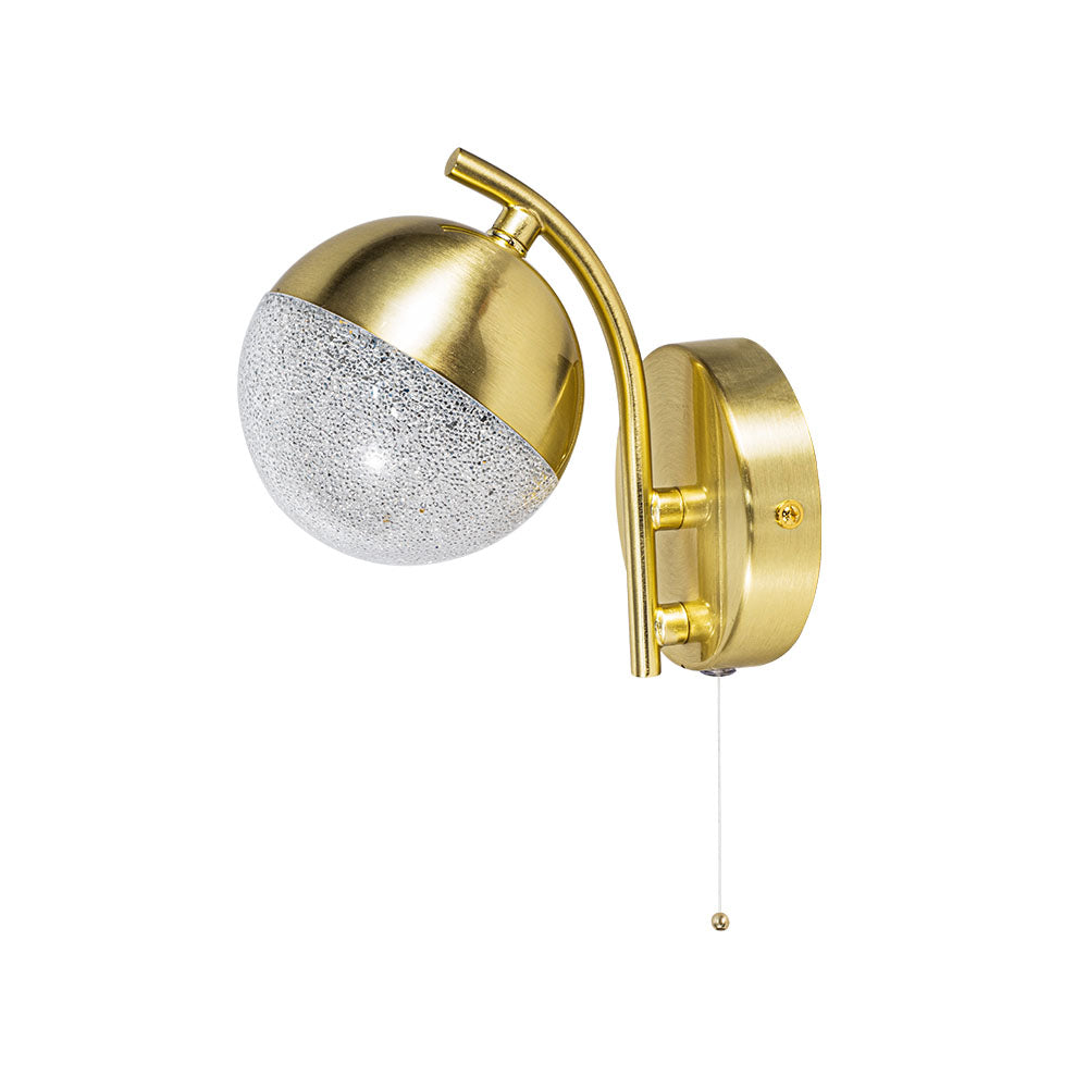 Dew 1Lt Bathroom Wall Light IP44 - Satin Brass/Polished Chrome