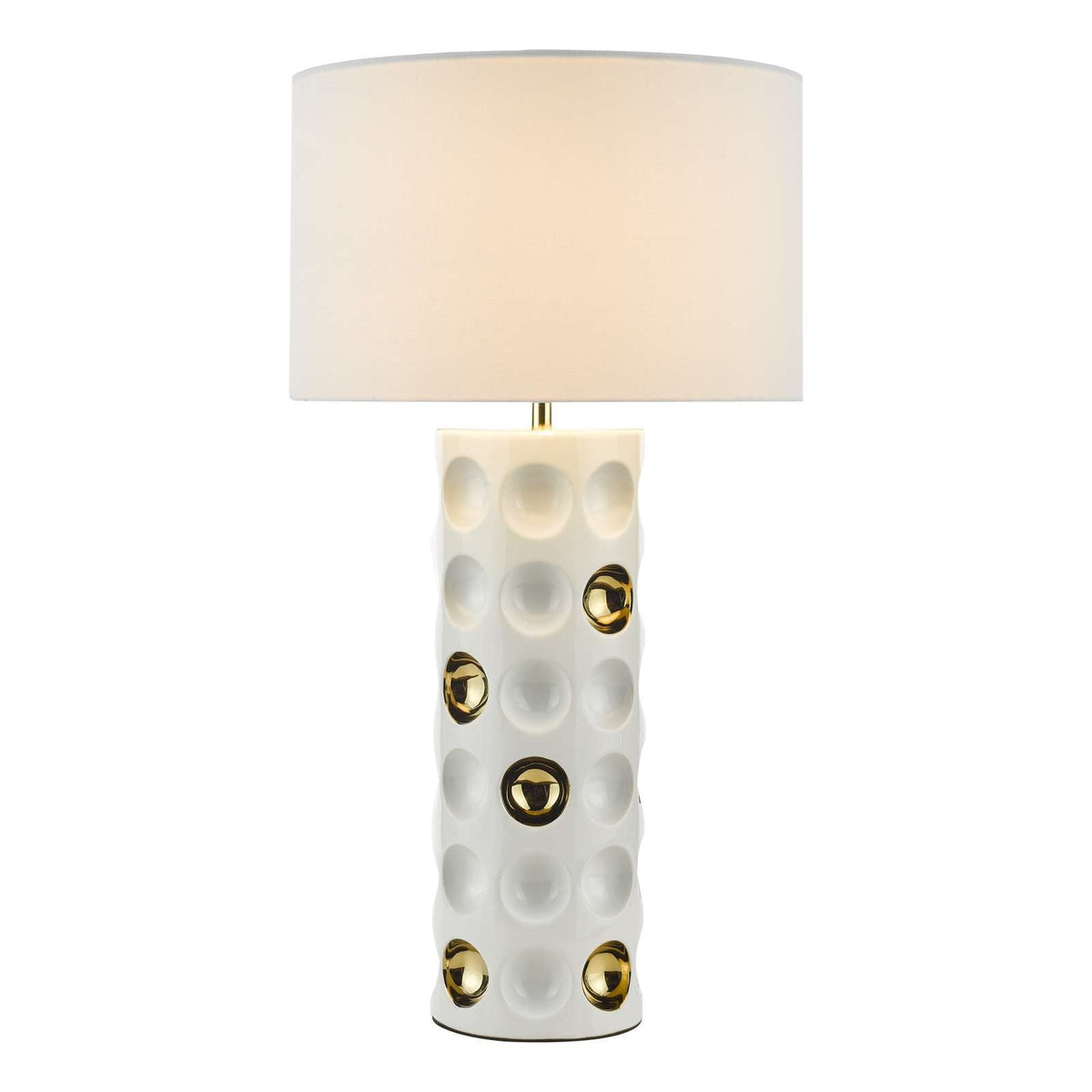Dimple Table Lamp Gloss White Gold With Shade