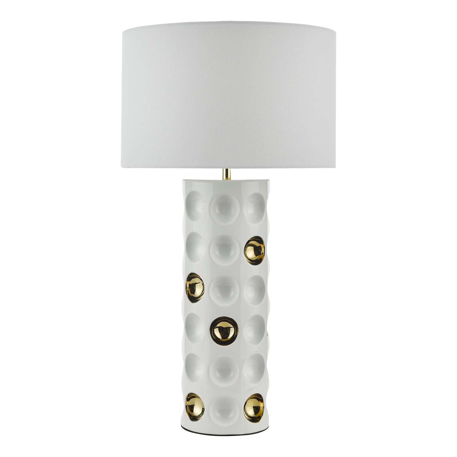 Dimple Table Lamp Gloss White Gold With Shade