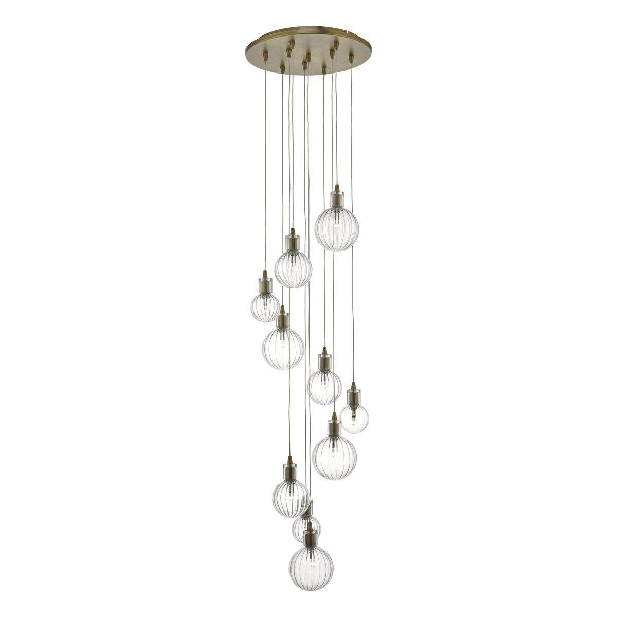 Dar Dita 10lt Cluster Fitting Brass & Glass - Cusack Lighting
