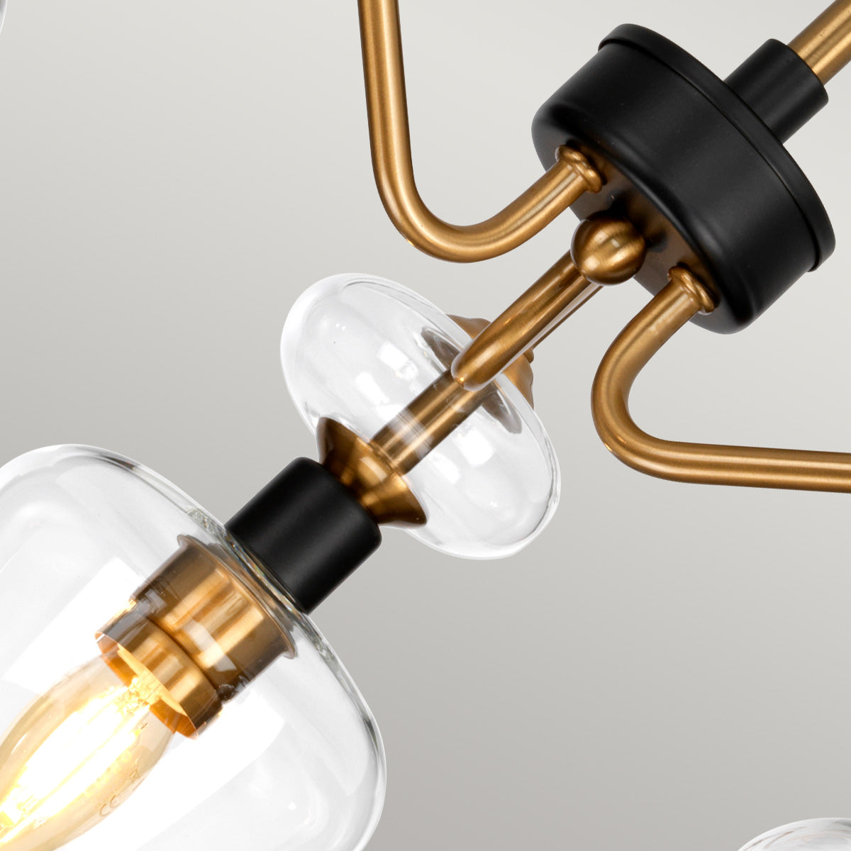 Armand 3 Light Semi-Flush - Aged Brass Plated &amp; Charcoal Black Paint E14