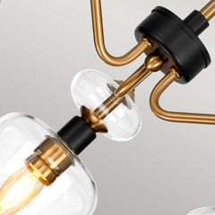 Armand 3 Light Semi-Flush - Aged Brass Plated &amp; Charcoal Black Paint E14