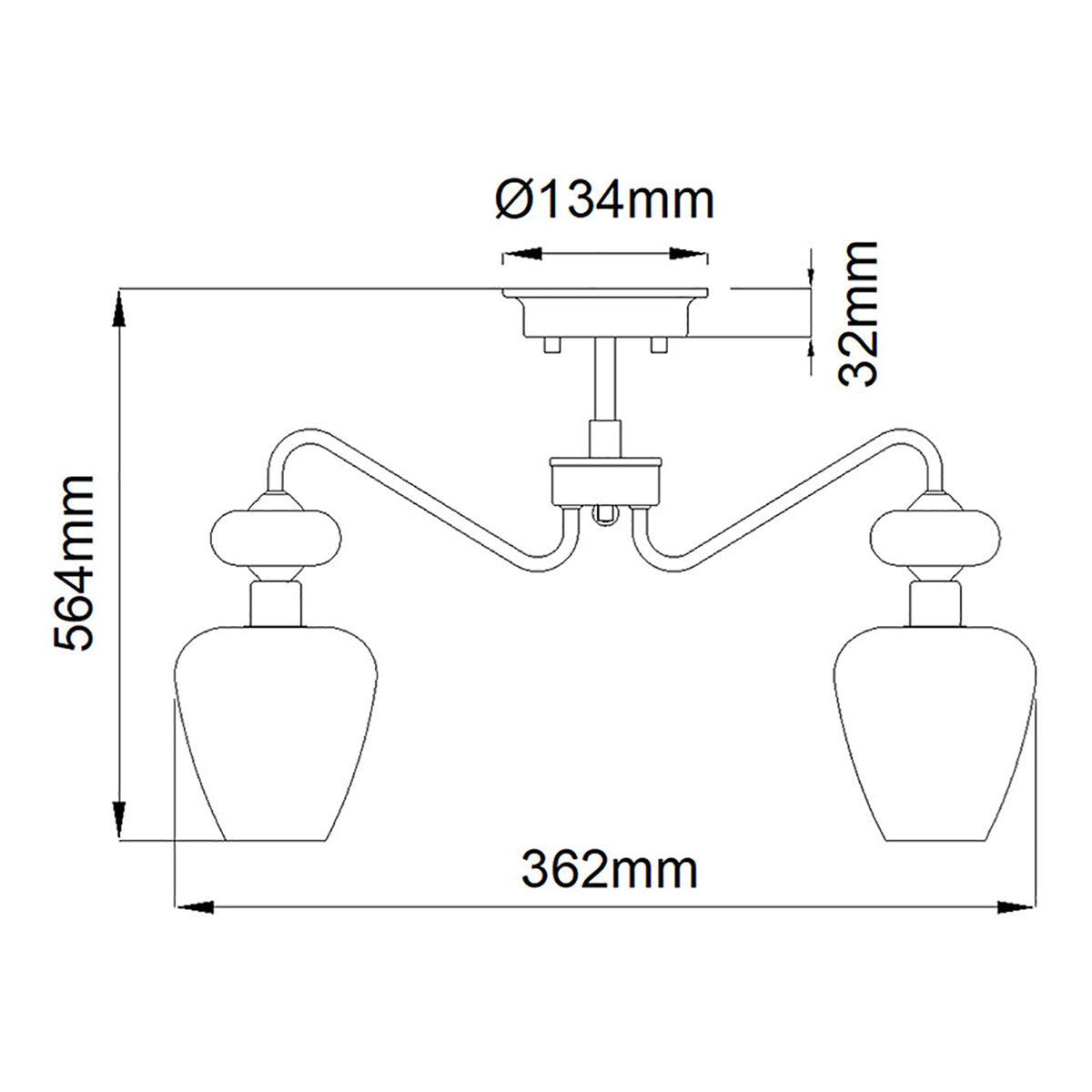 Armand 3 Light Semi-Flush - Aged Brass Plated &amp; Charcoal Black Paint E14