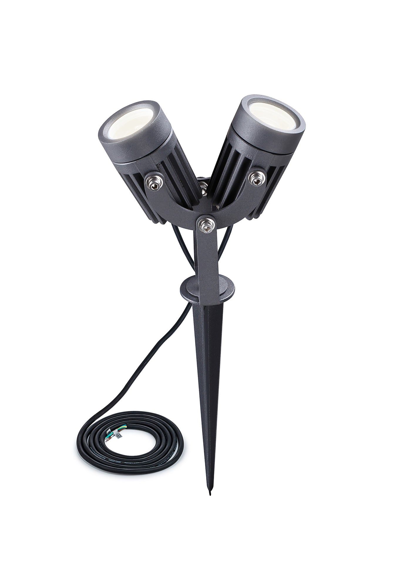 Dodge Spike/Wall Light,30 Degree, IP65, Grey/Black, c/w 2m Cable, 3yrs Warranty