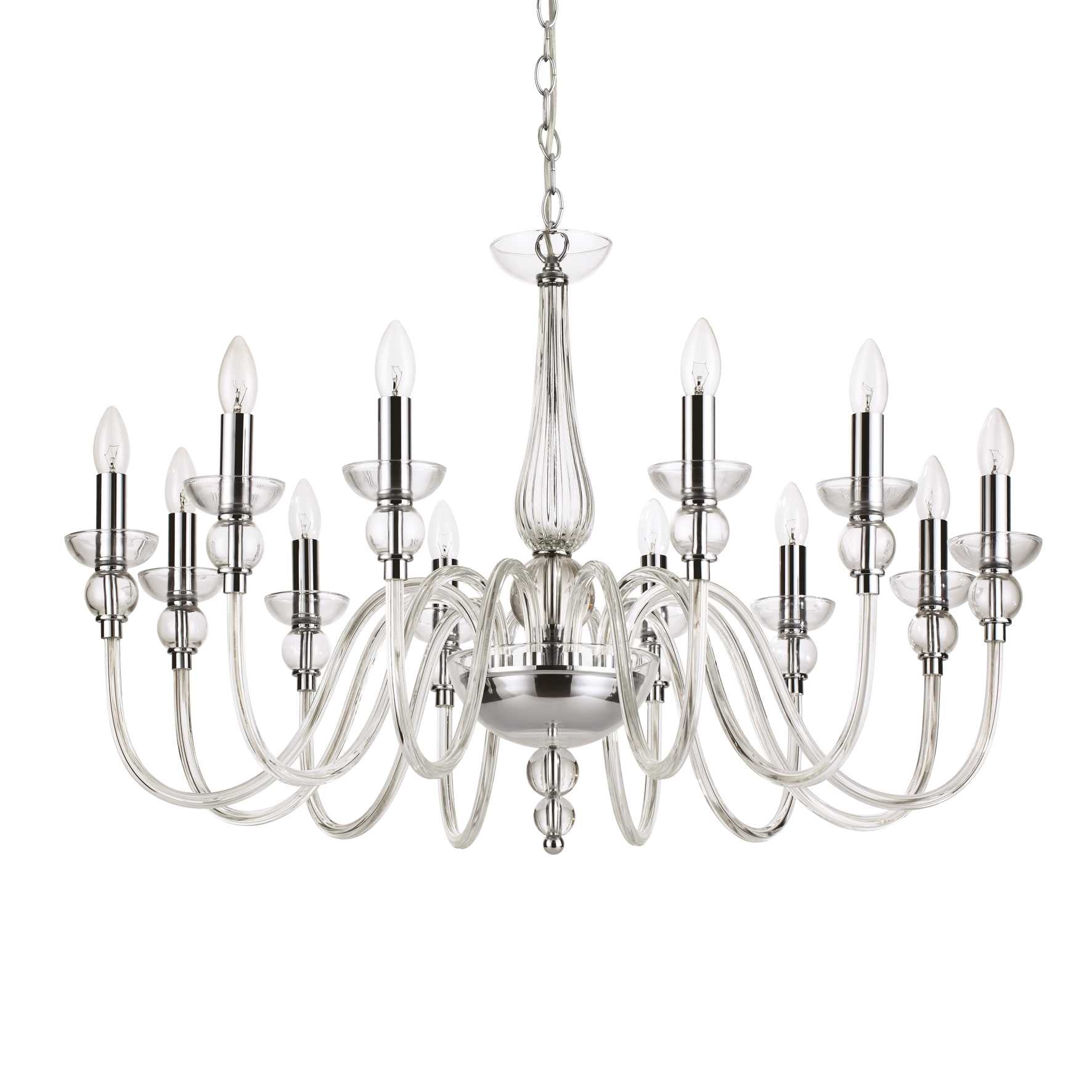 Doge Chandelier 6/9/12Lt - White/Transparent Finish - Cusack Lighting