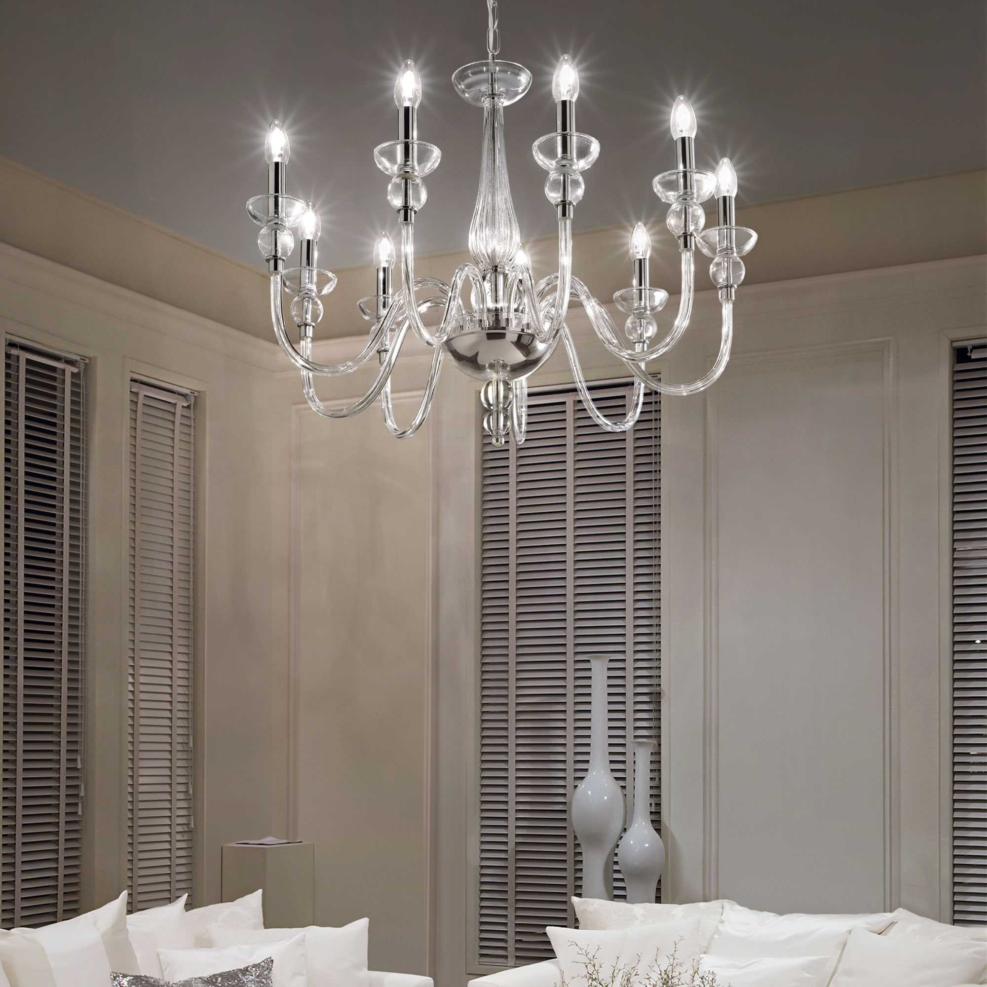 Doge Chandelier 6/9/12Lt - White/Transparent Finish - Cusack Lighting