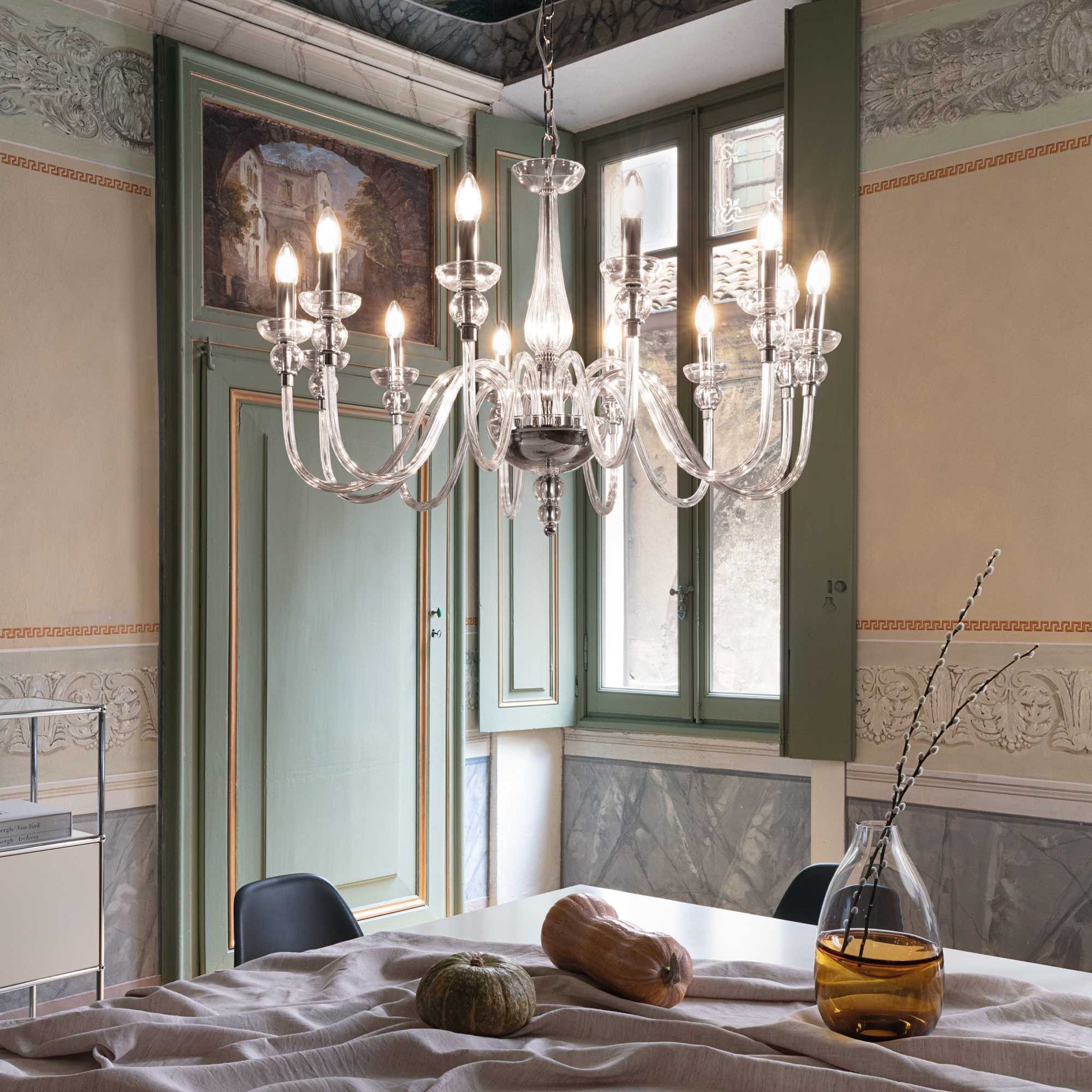 Doge Chandelier 6/9/12Lt - White/Transparent Finish - Cusack Lighting