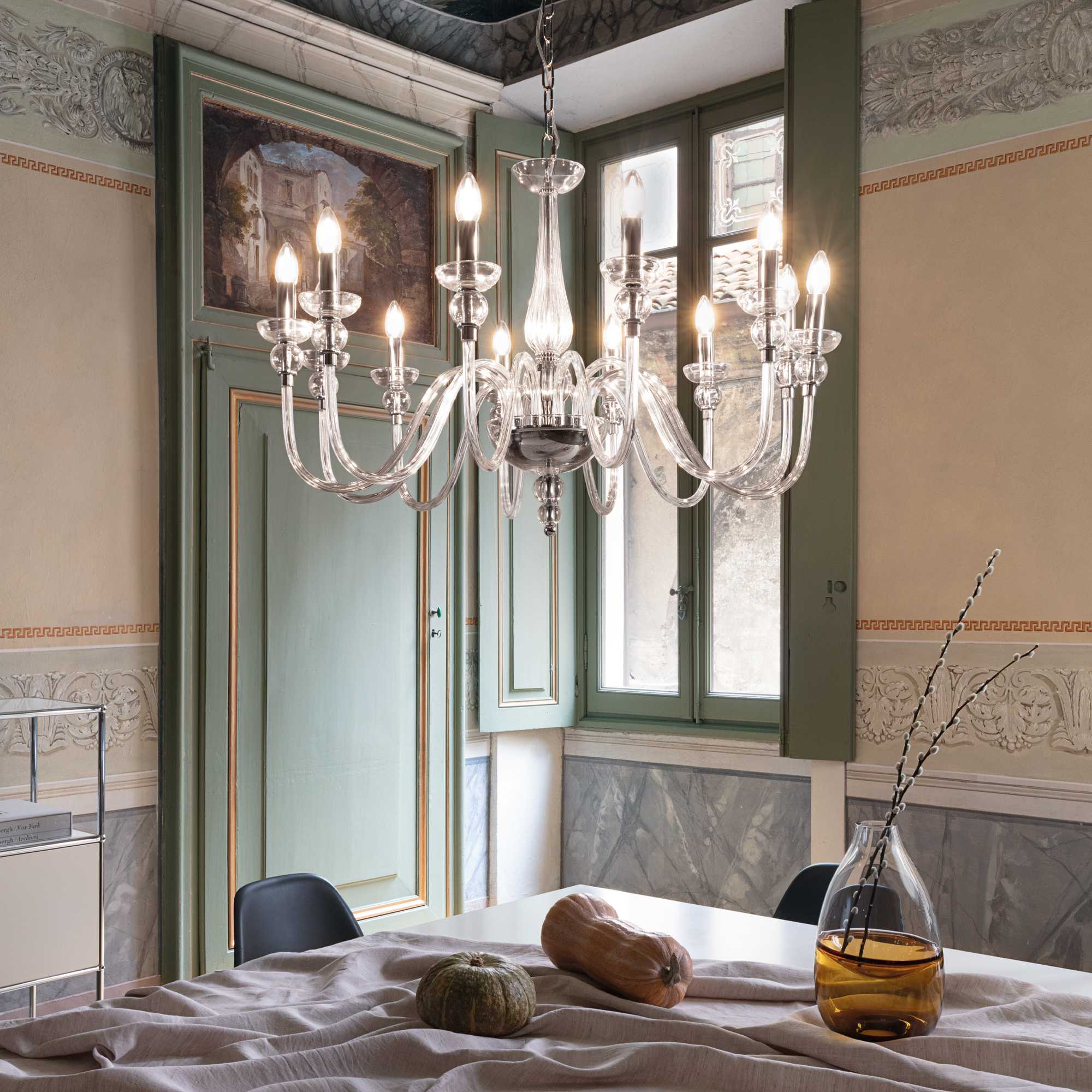 Doge Chandelier 6/9/12Lt - White/Transparent Finish - Cusack Lighting