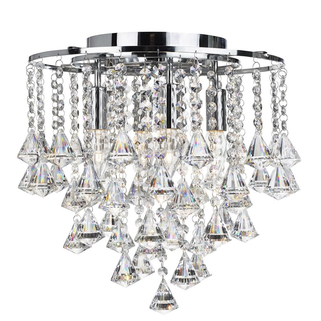Dorchester 5Lt Flush Ceiling Light - Chrome & Clear Crystal Finish
