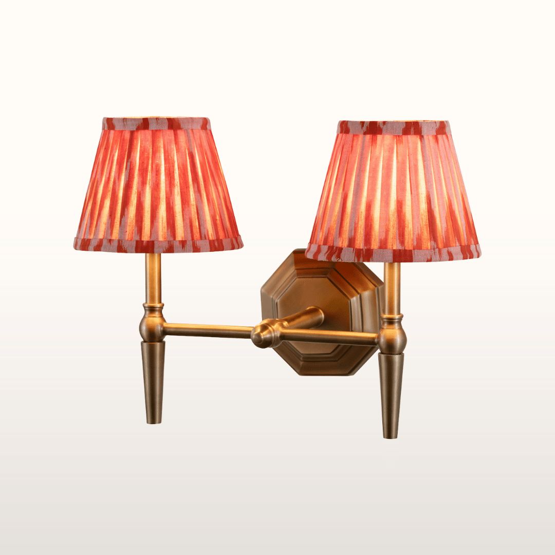 Double Brass Wall Light- Various Shade Colours