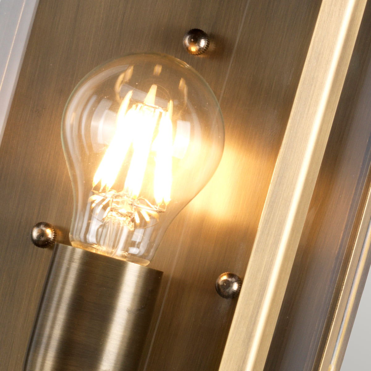 Downing Street Wall Lantern – Aged Brass Finish