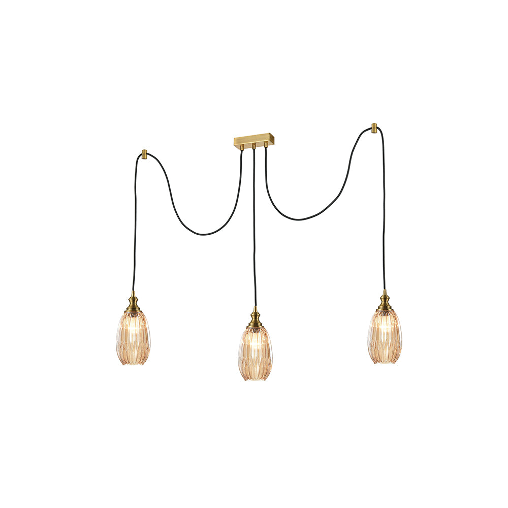 Dante 3Lt Medium/Large Cluster Ceiling Light - Matt White/Amber/smoked Finish
