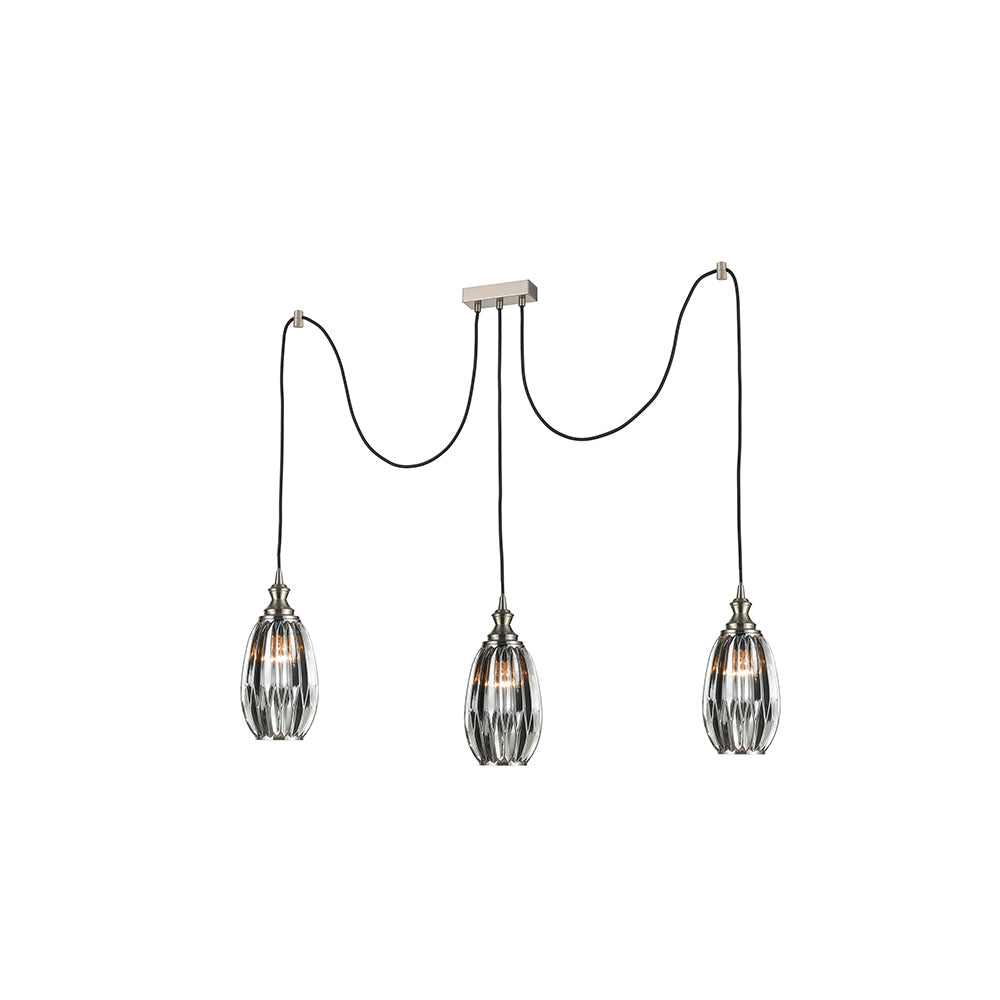 Dante 3Lt Medium/Large Cluster Ceiling Light - Matt White/Amber/smoked Finish
