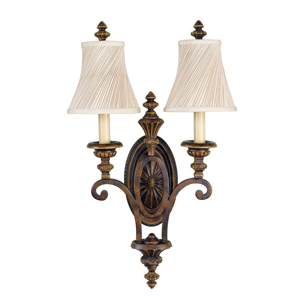 Drawing Room 2Lt Style Wall Light - Walnut Finish