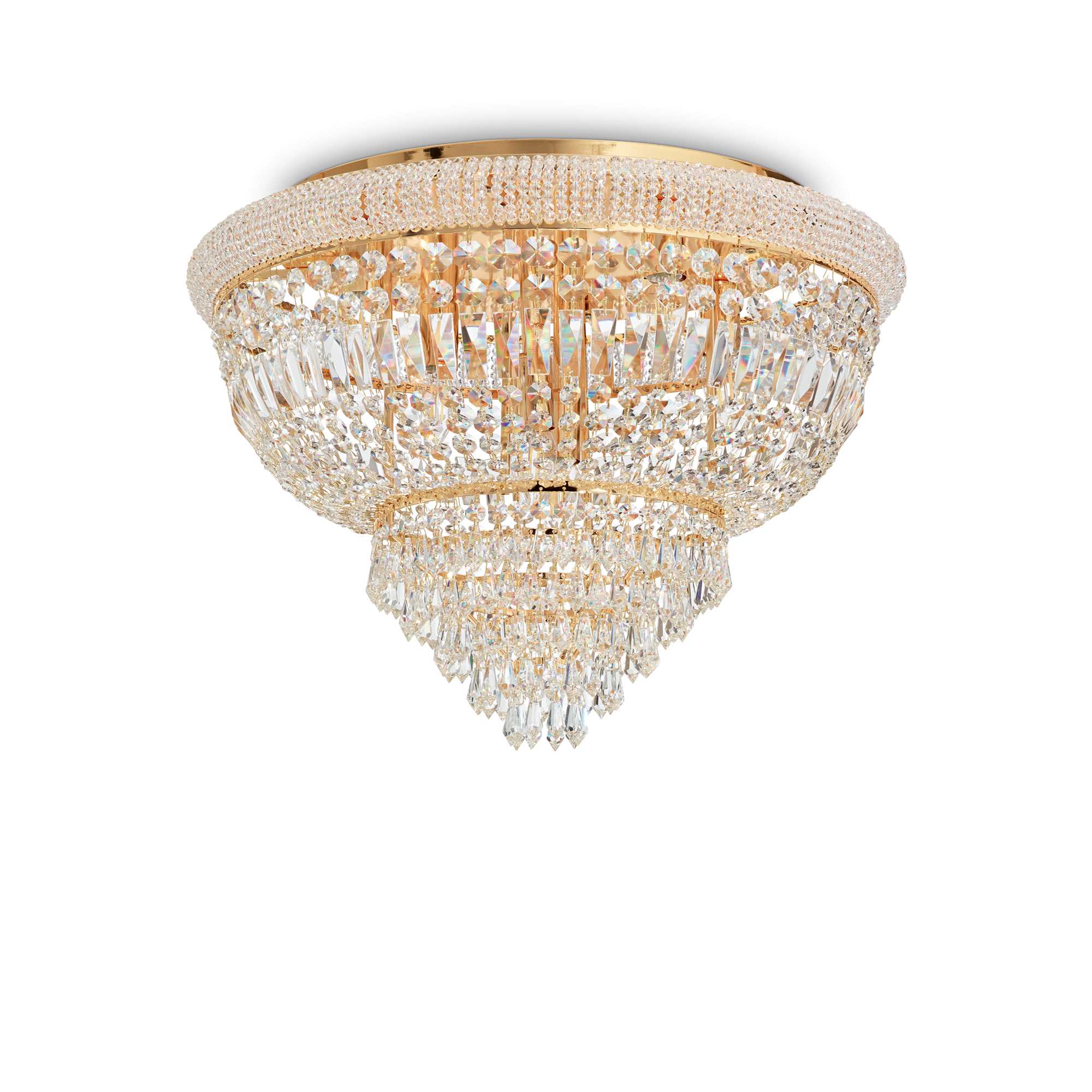 Dubai Flush Crystal F3/6/24Lt - Chrome/Brass Finish - Cusack Lighting