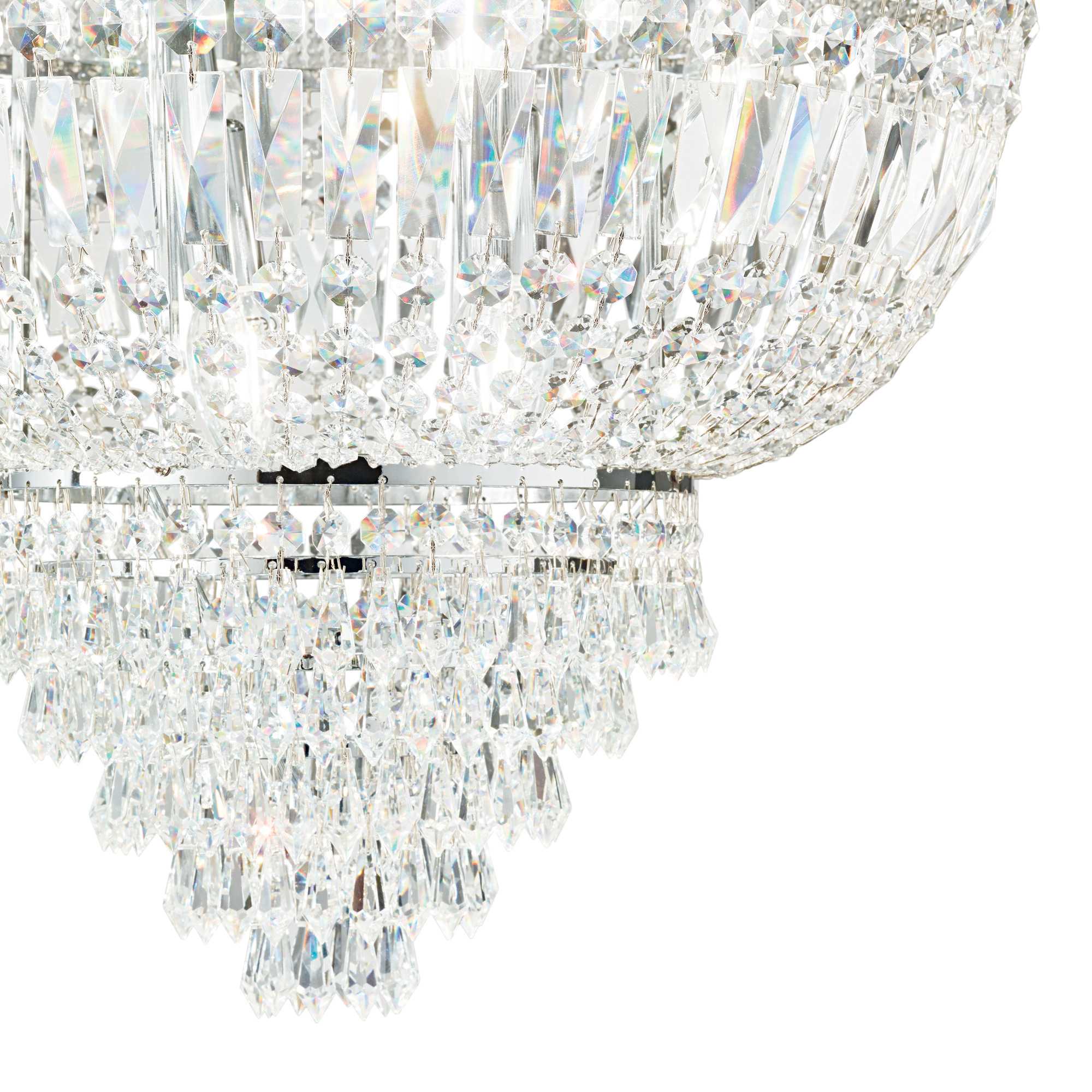 Dubai Flush Crystal F3/6/24Lt - Chrome/Brass Finish - Cusack Lighting