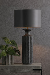 Dugan Table Lamp Black Volcanic Glaze With Shade E27