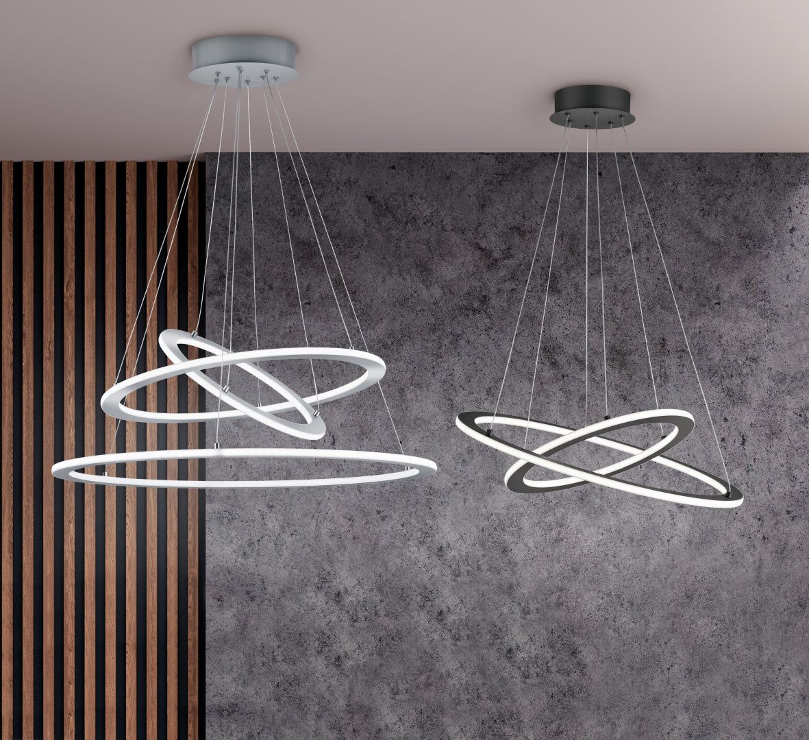Durban Medium/Large LED Hanging Light - Matt Nickel/Anthracite Finish