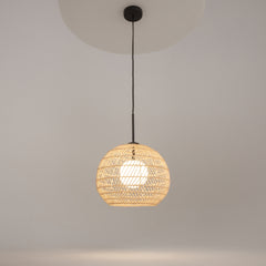 Cane Pendant Light- Black/ Beige Finish