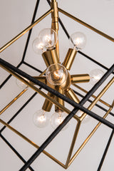 Roundout 9Lt Pendant - Polished Nickel/Aged Brass