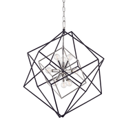 Roundout 9Lt Pendant - Polished Nickel/Aged Brass