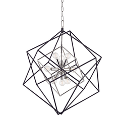 Roundout 9Lt Pendant - Polished Nickel/Aged Brass