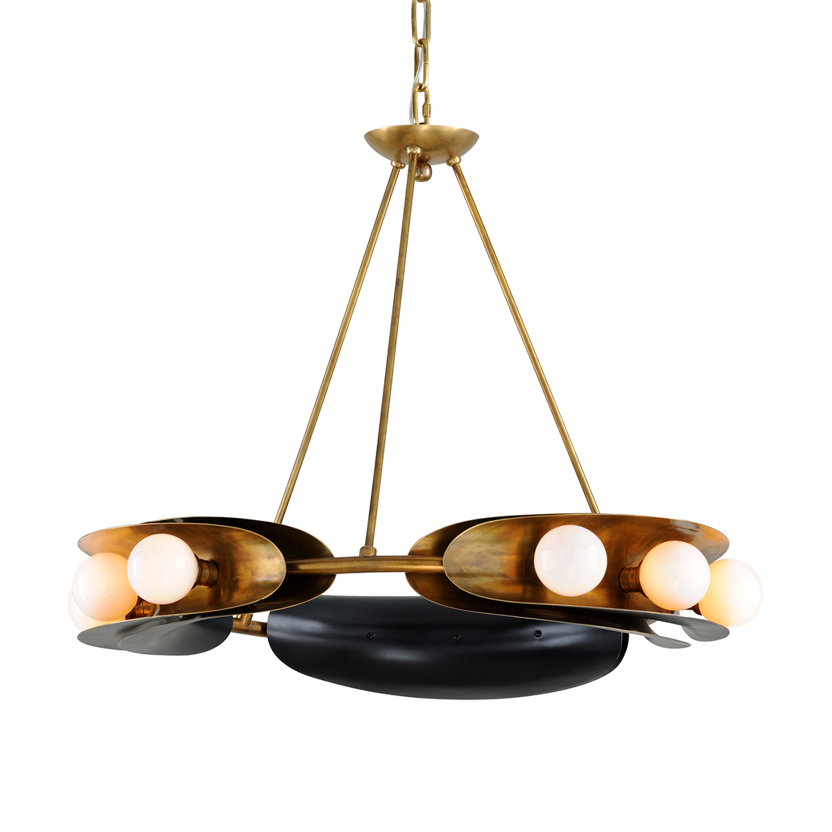 Hopper 9/12Lt Chandelier - Brass & Black