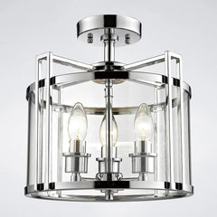 Eaton Semi Flush 3/4 Light- Polished Chrome & Antique Brass