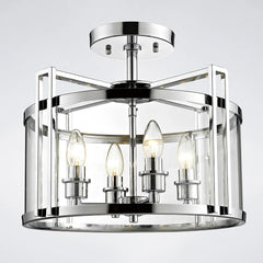 Eaton Semi Flush 3/4 Light- Polished Chrome & Antique Brass