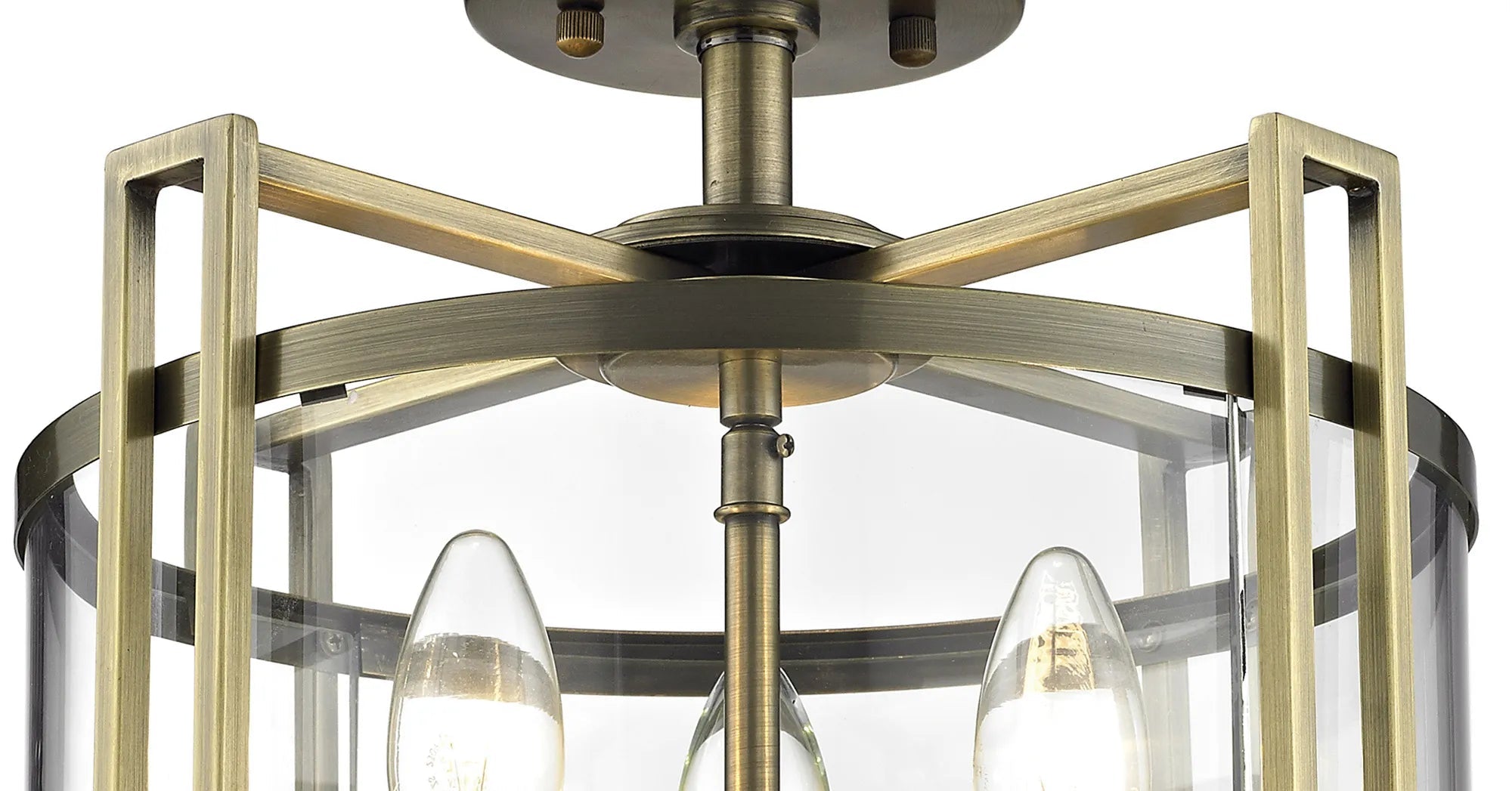 Eaton Semi Flush 3/4 Light- Polished Chrome & Antique Brass