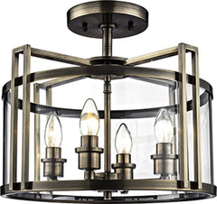 Eaton Semi Flush 3/4 Light- Polished Chrome & Antique Brass