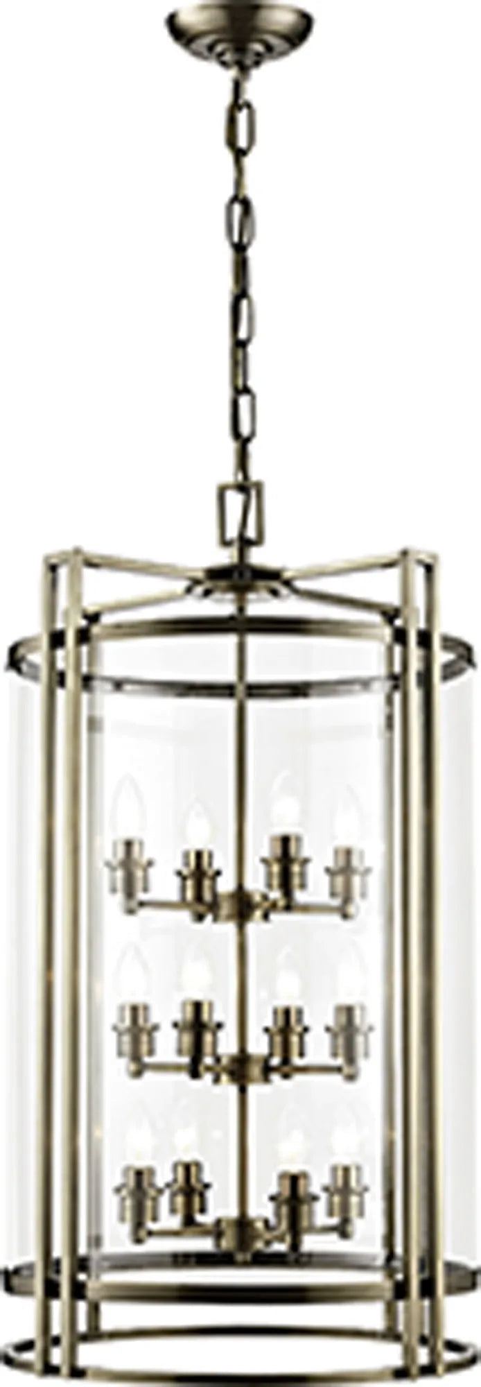 Eaton Pendant 3,4,6,12 Light- Polished Chrome/ Antique Brass