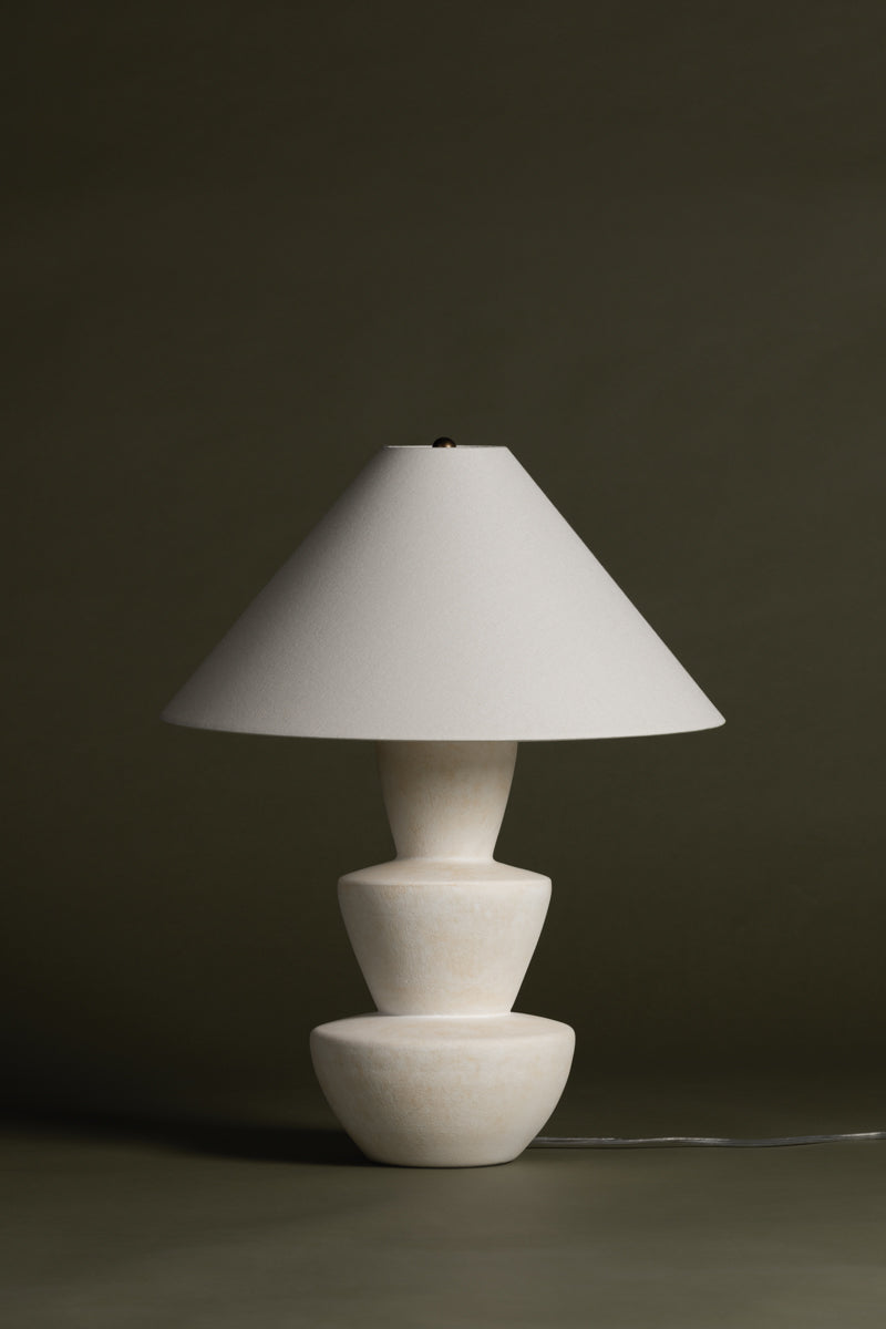 Kamas 1Lt Table Lamp - Ceramic Ivory & Brass