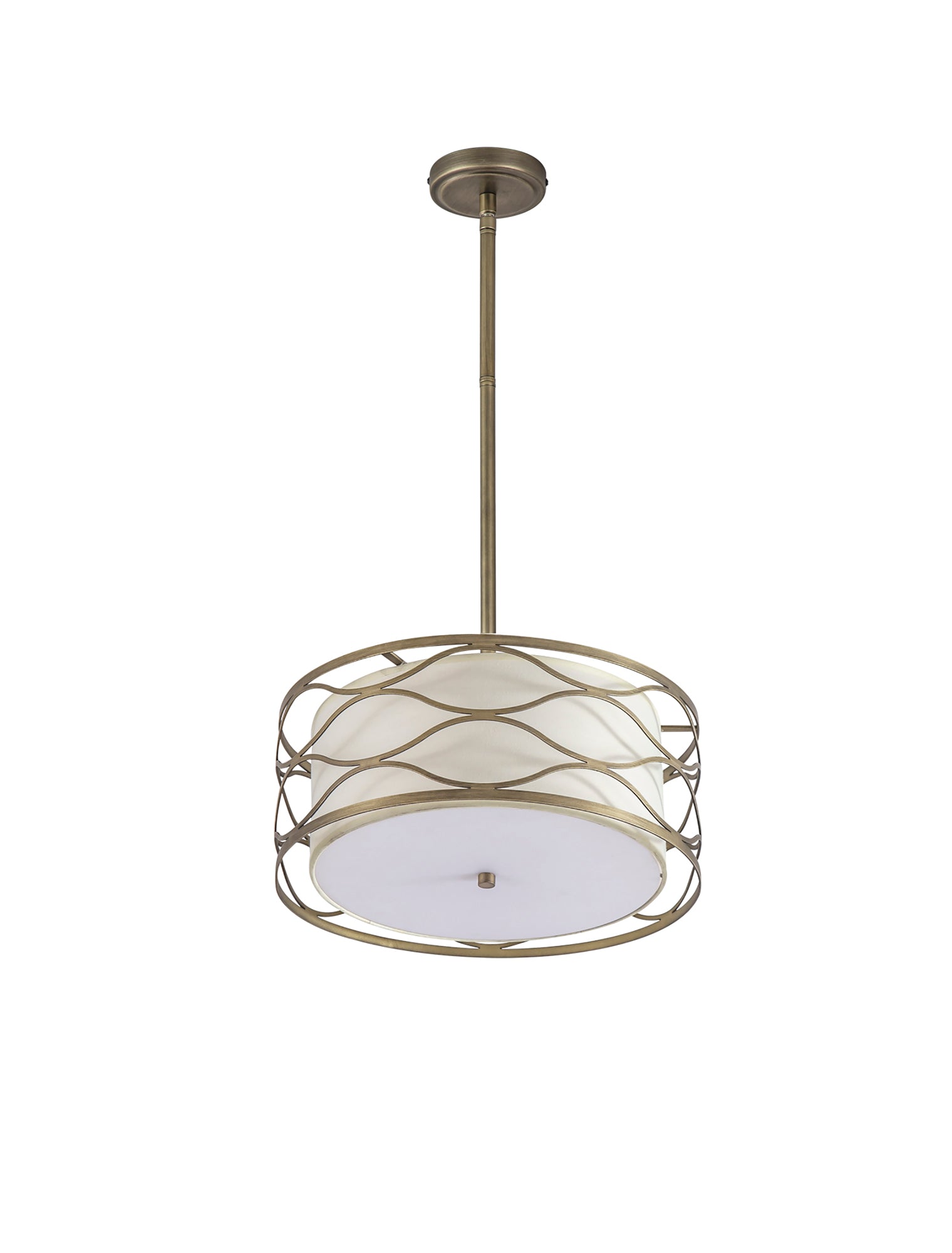 Edgerton Centre Ceiling Light/Semi Flush Ceiling Light 3/5Lt E14 Aged Gold  &  Cream Fabric Shade