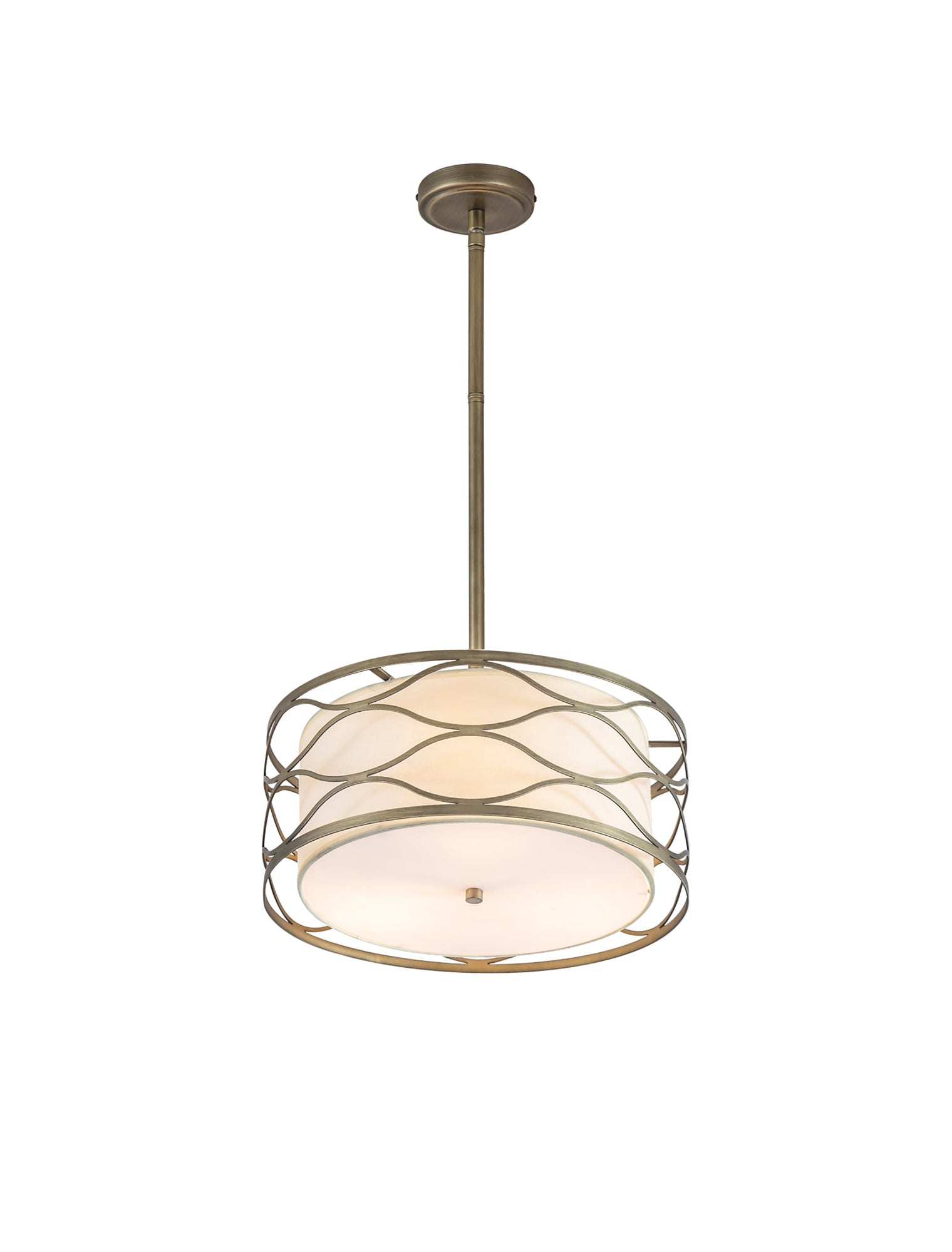 Edgerton Centre Ceiling Light/Semi Flush Ceiling Light 3/5Lt E14 Aged Gold  &  Cream Fabric Shade