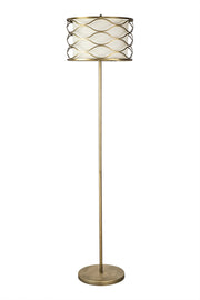 Edgerton Floor Lamp 3 Light E14 Aged Gold  &  Cream Fabric Shade