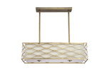 Edgerton Rectangle Kitchen Table/Island Light &  Convertible To Semi Flush, 5 Light E14 Aged Gold  &  Cream Fabric Shade